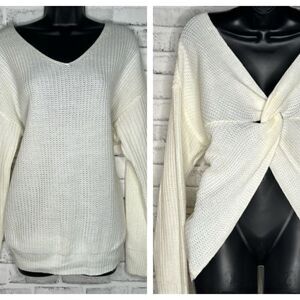 Miroh Ivory Knit Chunky Crossed Back Sweater Size Large